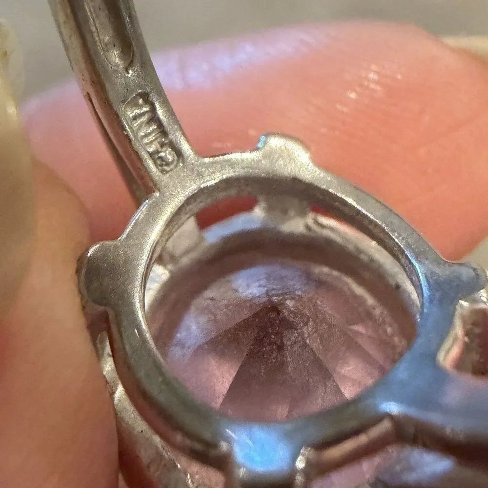 925 Sterling Silver Pink Solitaire Ring Round Cut Promise Engagement Ring Sz 6